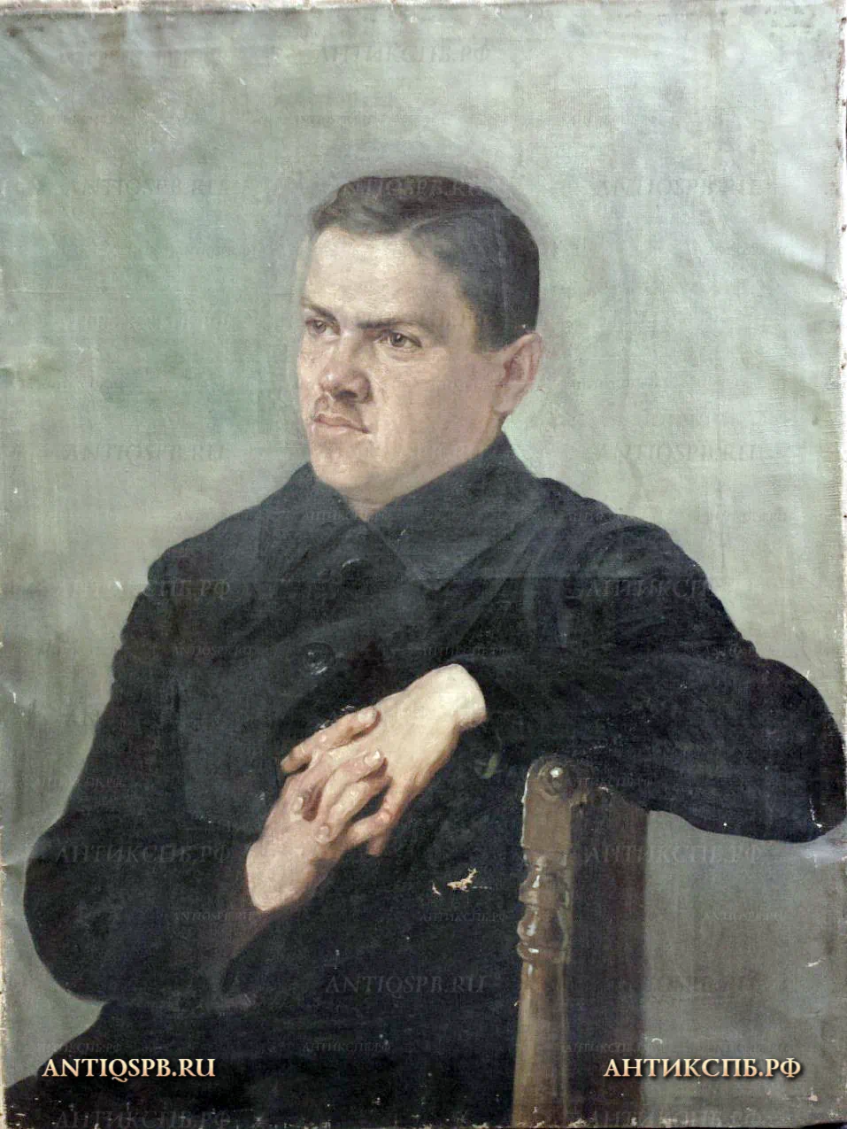 Картина старинная "Мужской портрет". Холст, масло. Перв. пол. ХХ века. №19133.2